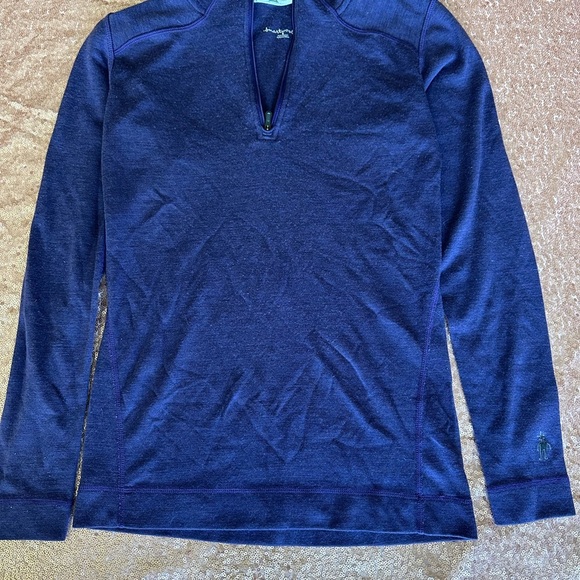Smartwool blue camo  1/4 zip pullover Unisex S wool blend baselayer Top - Picture 1 of 6